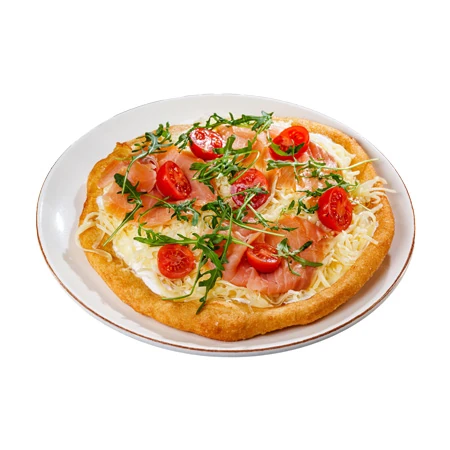 Füstölt lazacos lángos