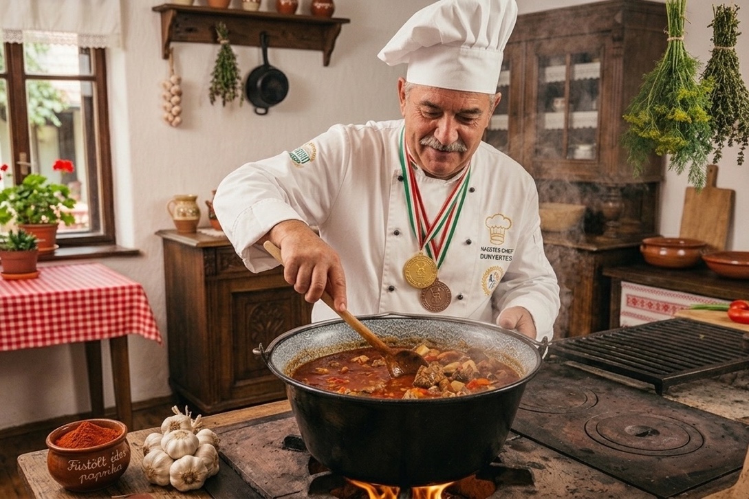 díjnyertes mesterszakács nagy fa tál konyhája